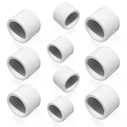 1-1/4inch White PVC Pipe End Cap Plug, 10Pcs PVC Pipe Plug Socket Fitting Adapter Connector for Building PVC Furniture DIY Garden Shelf, Schedule 40