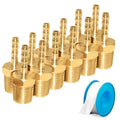 JoyTube 12 Pcs Hose Barb Fittings 1/8" Barb to 1/8" NPT Male Thread Brass Metals Adapter connector with Teflon Tape