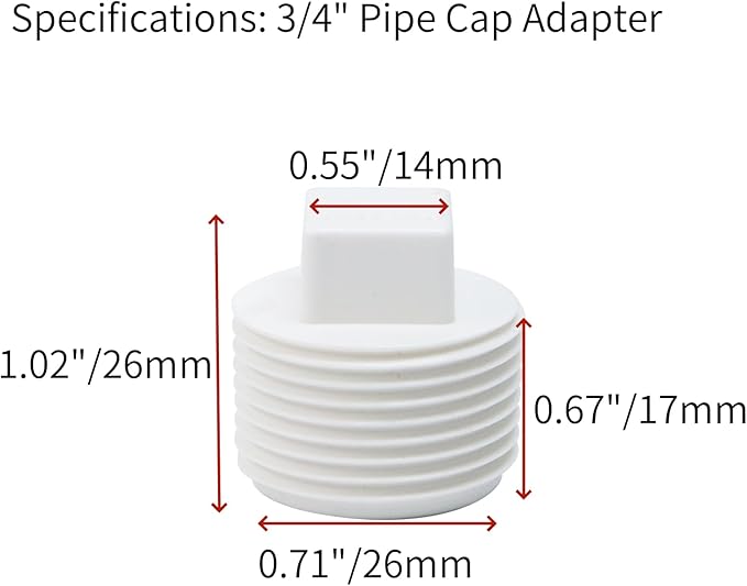40-Pack White 3/4" NPT PVC Male Threaded Pipe End Cap Adaptor Cleanout Plug Fittings for Irrigation Plumbing System