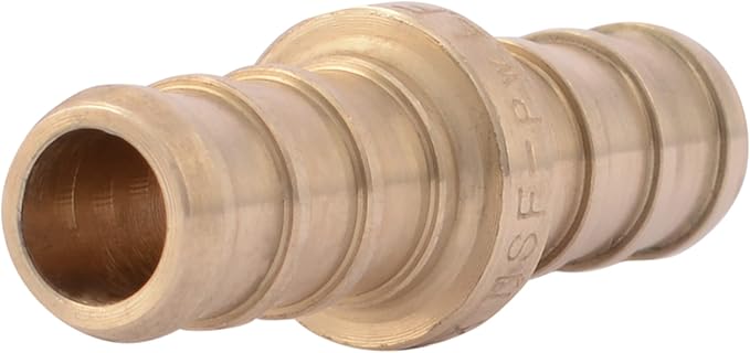 SharkBite 3/8 Inch Crimp Coupling, Brass Plumbing Fitting, PEX Pipe, PE-RT, UC006LFA