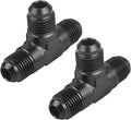 6AN Male Flare Tee Fitting Adapter T Fuel Hose Union Aluminum 2Pcs