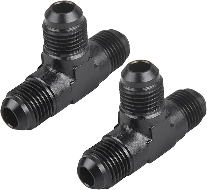 6AN Male Flare Tee Fitting Adapter T Fuel Hose Union Aluminum 2Pcs