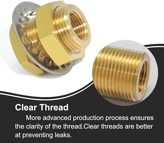 2pcs Brass Bulkhead Fittings 3/8” NPT Female to 3/8” NPT Female Thread Bulkhead Straight Connector Brass Coupling 1.3” Length Outer Diameter 1”-14 Bulkhead Tank Air Hose Line Pipe Fittings