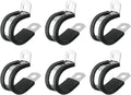 uxcell 3/4"(20mm) Cable Clamp, 304 Stainless Steel Rubber Cushioned Insulated R Shape Metal Clamp Tube Holder for Pipe Hose Wire Cord Installation 6Pcs