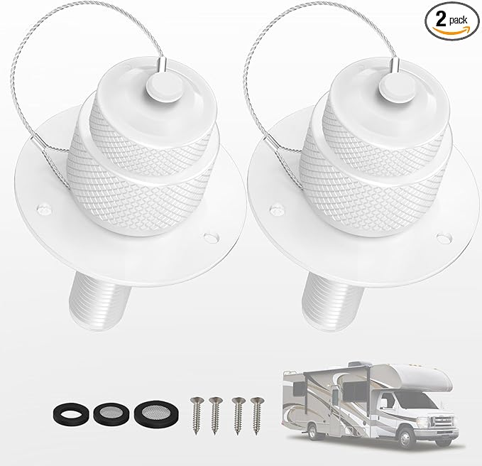 2 Pack All Metal RV City Water Inlet with Check Valve RV Water Inlet -rv Water Fill Inlet Leak Proof & Universal Fit for RV Camper Motorhome Trailer Marine -White
