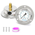 MEANLIN MEASURE 0~100Psi Liquid Filled Pressure Gauge Front Flange Panel Mount, 1/4" NPT 2.5" FACE DIAL Stainless Steel Case with Phillips Screw and Nut, +/-3-2-3%