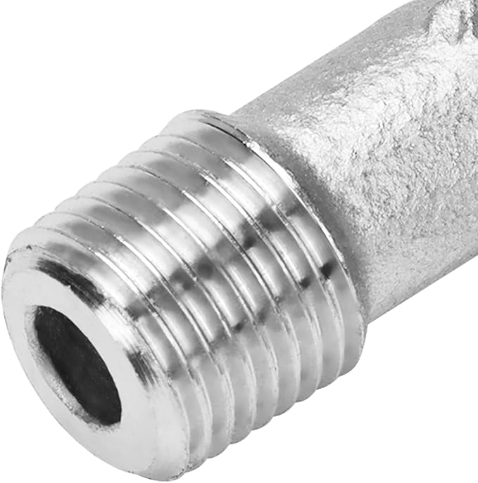DERNORD 1/4" Hose Barb x 1/8" Male NPT Stainless Steel 90 Degree Elbow- Home Brew Pipe Fitting