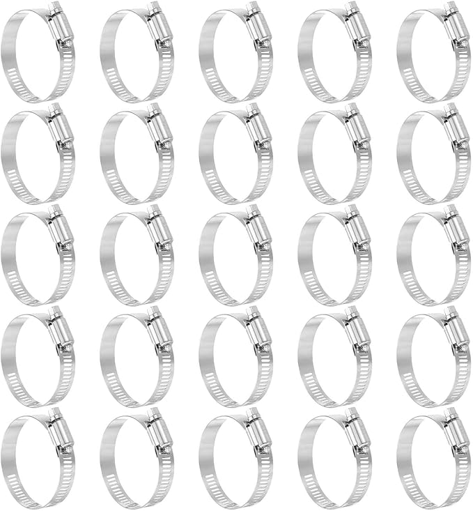 HARFINGTON 25 Pcs Hose Clamp 1-5/16"-2-1/4" (33-57mm) 304 Stainless Steel Adjustable Worm Gear Hose Clamp with Phillips Screw Assortment Kit for Fuel Line Pipe Plumbing Automotive Tube