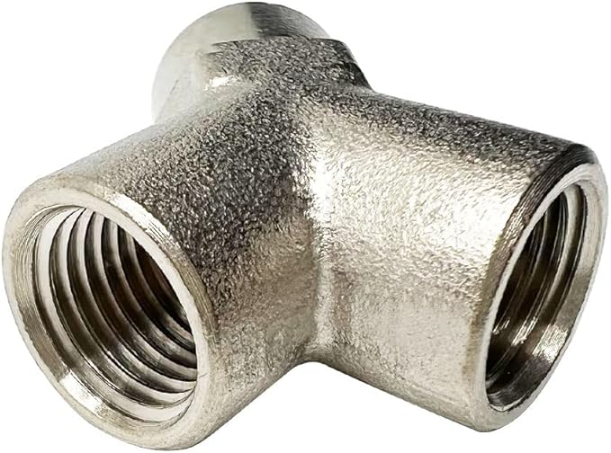Yoebor Nickel Plated Brass Pipe Fitting Wye Tee Union 1/4" NPT Female 3-Way Connector (Pack of 2)