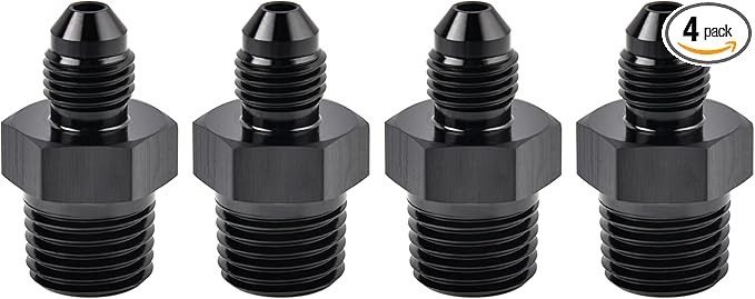 EVIL ENERGY 3AN Male Flare to 1/4" NPT Pipe Fitting Adapter Aluminum Straight Black 4PCS