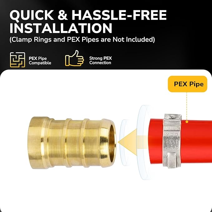 10 Pack 1/2" Pex Plug End Cap, Pex Fittings, Heavy-Duty Brass Crimp Fittings for PEX Pipes with Leak-Resistant Construction, NSF & UPC Certified