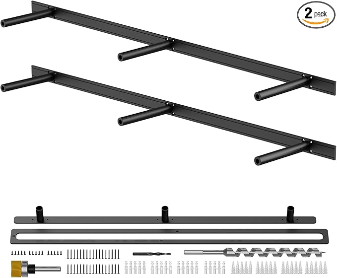 Floating Shelf Bracket Heavy Duty Shelving Brackets,Decorative Floating Shelf Hardware Black,Hidden Metal Shelf Support Bracket(38X6X1.2-Metal Jig)
