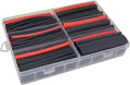 130pcs 3:1 Dual Wall Adhesive Heat Shrink Tubing Kit, 6 Sizes (Diameter): 1/2, 3/8, 1/4, 3/16, 1/8, 3/32-inch, Marine Wire Sleeve Tube Assortment with Storage Case for DIY by MILAPEAK (Black & Red)