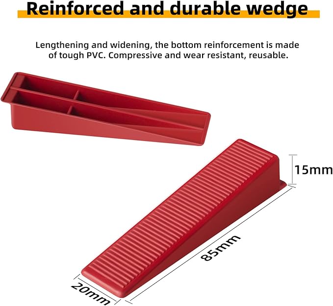 Tile Leveling System 400-Piece Tile Leveling Spacer Clips and 100-Piece Reusable Wedges Tile Leveler Tool Set for Ceramic Tile and Stone Installation (1/16 Inch)