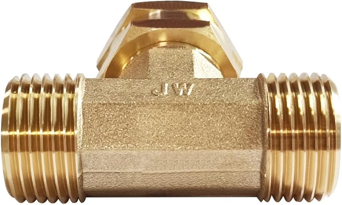 Joywayus 3/4 GHT Threaded Brass Swivel Pipe Fitting Tee T 3-Way 3/4" GHT Male × 3/4" GHT Female × 3/4" GHT Male Adapter