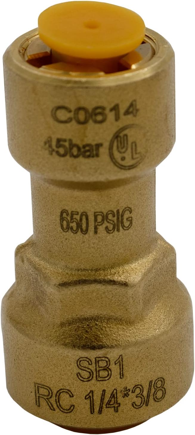 Supplying Demand SB1 3/8 x 1/4 Inch Reducer Quick Connect HVAC Brass Coupling Fitting