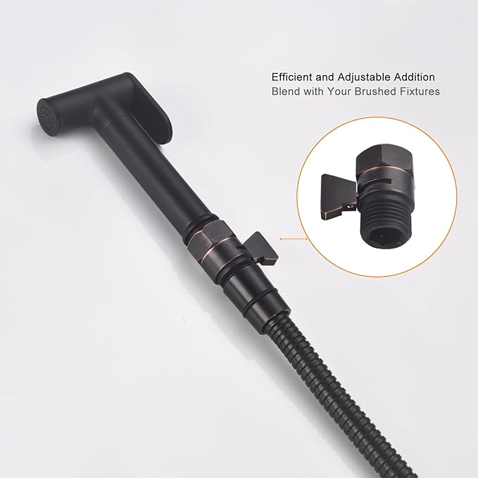 Oil Rubbed Bronze Water Flow Control Valve, Shower Head Flow Control, Angle Brass Shut Off Valve for Handheld Shower, Water Pressure Regulator Replacement