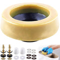 Extra Thick Toilet Wax Ring Replacement Kit– Bowl Seal Ring Includes Brass Bolts, Nuts, Washers and Caps, Compatible with Toilet Flange Below-Floor or Level, Fits 3" & 4" Drain Pipes