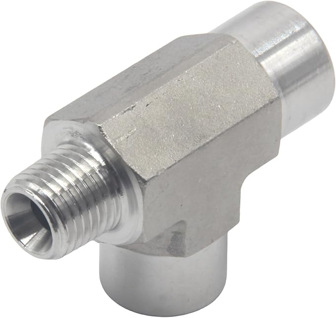 HFS(R) 304 Stainless Steel FORGED Pipe Fitting NPT Tee, 3/8" NPT Male x 3/8" NPT Female x 3/8" NPT Female, 3 Ways Branch Tee Connector Pipe Fitting