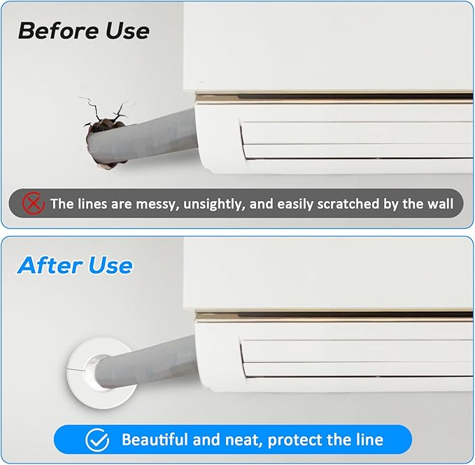 Mini Split Cover Wall Sleeve for Air Conditioner Line Set Covers with air Conditioning Filter Cotton for Outside Units AC Sleeve Through The Wall Pipe Accessories (11 inches Length)