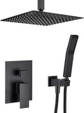 Shower System 12 Inches Rain Shower Combo Set Oil Rubbed Bronze Ceiling Mount Shower Faucet Bathroom Faucets with Rainfall Shower Head and Hand Shower