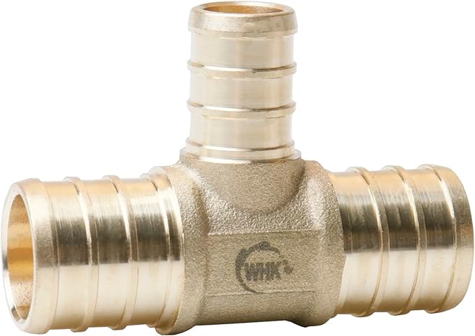 WHK 12 PACK 3/4" X 3/4" X 1/2" PEX Reducing Tee Crimp fittings to apply for Pex B (Lead-Free Brass)