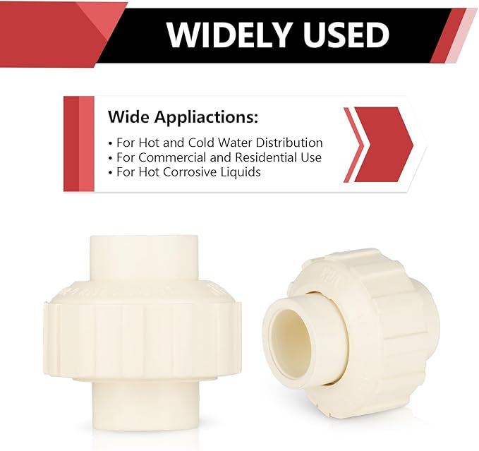 (20 Pack) EFIELD 3/4" Inch CPVC Slip Union, CTS x CTS Union Solvent Connection Fittings,(CPVC031-20PCS)