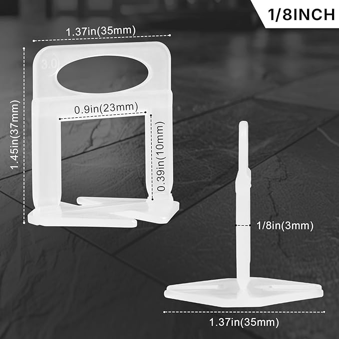 Tile Leveling System, Tile Spacers Tile Leveling Tools, Tile Leveling Clips for Tiles and Stone Installation (1/8 Inch*500 Piece)