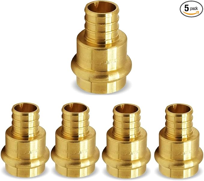 PEX Coupling Brass 1/2 Inch Adapters for Copper - 1/2 inch Press - PEX Pipe Connection Press Fittings (Pack of 5)