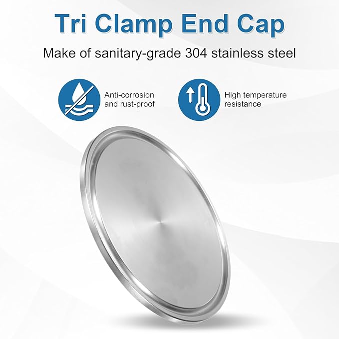 uxcell Stainless Steel Sanitary Fitting Clamp End Cap 3" (77.5mm) Solid Tube End Cap with Silicone Gasket for Food Beverage Cosmetics Factory Pipes