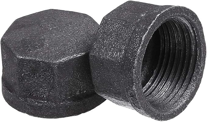 3/4 Inch Malleable Cast iron Pipe Cap, DIY Retro Furniture Threaded Pipes and Fittings, 10 Pack 3/4 Inch Pipe Cap.