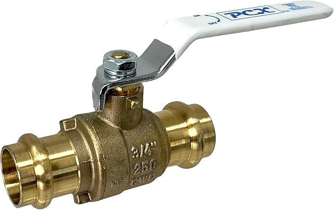PROCURU 1-Pack 3/4-Inch Press Copper Ball Valve, Heavy Duty Brass Body, Full Port, LF Certified Safe (3BP075-1P)
