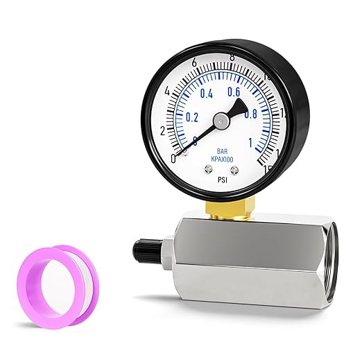 0-15PSI Gas Test Pressure Gauge, 2" Dial Size, 3/4" FNPT Connection, -3-2-3% Accuracy, Brass Valve, Chrome Plated Steel Body Assembly, for as Well as Gas line, air Circuit, Pressure Test