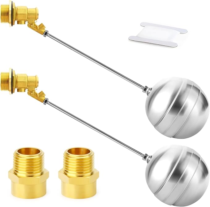 GASHER 1PCS 1" 304 Stainless Steel Float Ball Valve with 1"G Female x 1"NPT Male Adapter, DN25 Adjustable Water Tank Float Ball Valve for Stock Tank Pool Water Level Control
