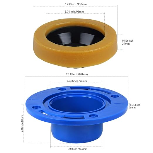 Toilet Flange with Wax Ring for Toilets Replacement Kit, Include Wax Ring Bolts PVC Flange Mounting Hardware for 3 inch or 4 inch Pipes, Fit Toilets Install or Leaking Repair