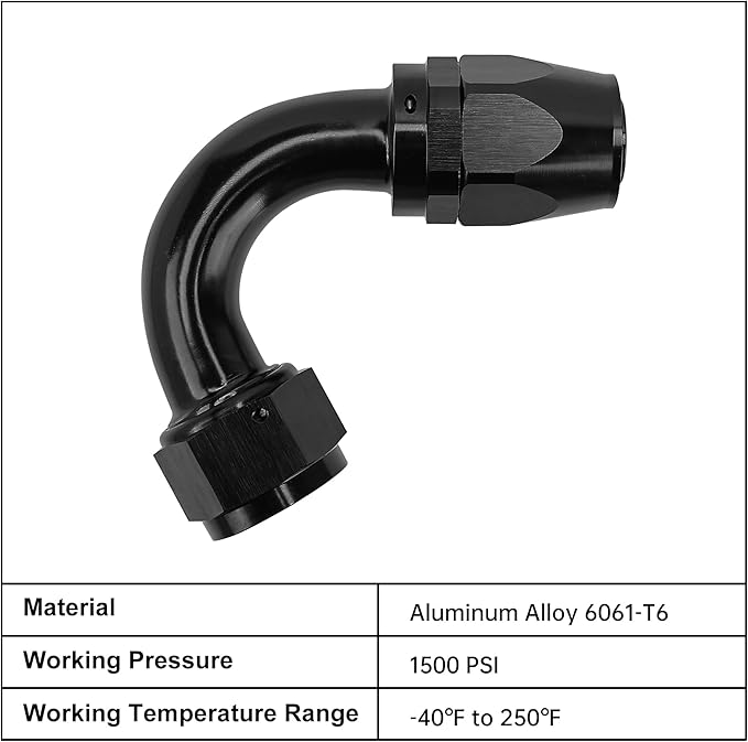 EVIL ENERGY 16AN Hose End Fitting 120 Degree Swivel for CPE Braided Fuel Hose Black