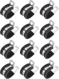 12-Pack Cable Clamps, 5/8 Inch/ 16 mm 304 Stainless Steel Rubber Cushioned Insulated Cable Clamp R Shape Metal Holder for Tube/Wire/Pipe/Loop Installation