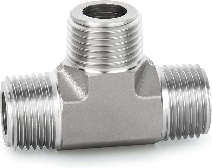 TAISHER 1PCS Forging of 304 Stainless Steel Tee Pipe Fittings, 1/8" x 1/8" x 1/8" NPT Male Pipe Fittings