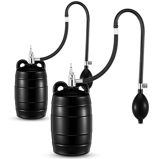 Nuanchu 2 Sets 4 Inch Test Plugs Inflatable Pipe Ball Plugs with Gas Tubes and Inflator Pumps, Black Rubber Pressure Test Balls for Toilet Drain Sewage Pipeline Inspection