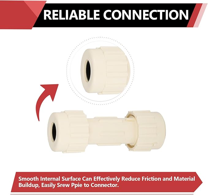 (Pack of 50) EFIELD 1/2"Compression Coupling,CPVC Fittings for Plumbing Installations and Repair (1/2"x1/2"COM),(CPVC048-2-50PCS)