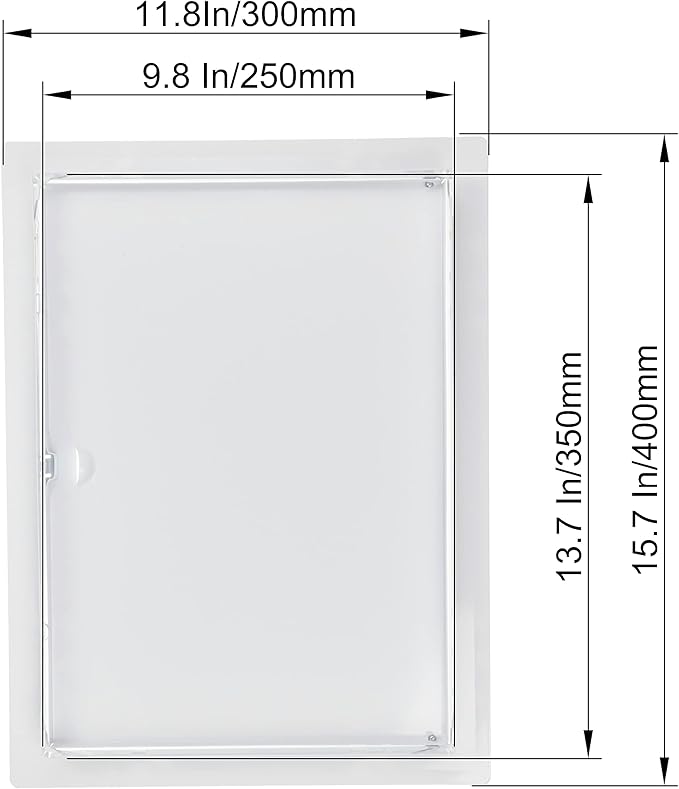 10" x 14" White Metal Access Panel. Service Shaft Door Panel. Plumbing, Electricity, Heating, Alarm Wall Access Panel for Drywall. Bathroom Services Access Hole Cover.