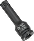1/2-Inch Drive x M16(16mm） Impact XZN Triple Square Spline Bit Socket, Metric Lengthen Screwdriver Socket Adapter, 3-Inch Length, CR-MO Steel, One-Piece Construction, Black