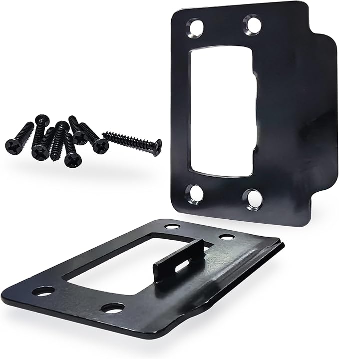2-1/4" by 1-3/4" Door Latch Restorer Strike Plate for Doors, 2 PCS Universal Door Lock Hardware with Foul 1" Long Screws (Classic Black)