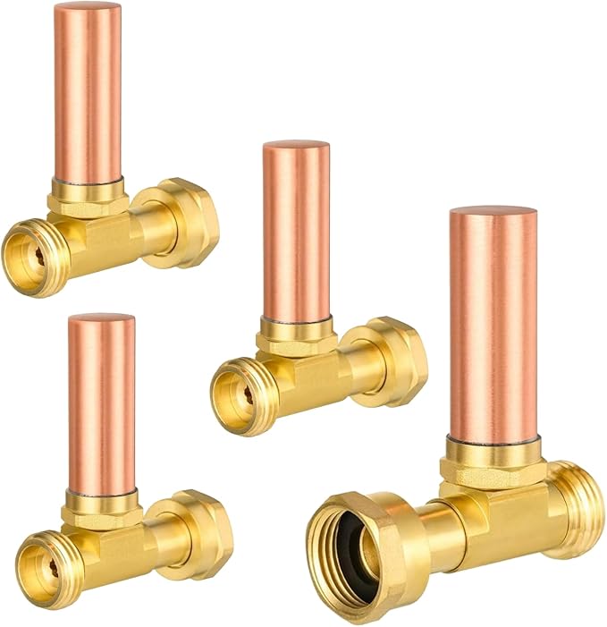 Water Hammer Arrestor,3/4 Inch Swivel FHT x 3/4 Inch MHT Copper Water Arrestor for Washing Machine Connection(4PACK, Straight Copper Arrestor)