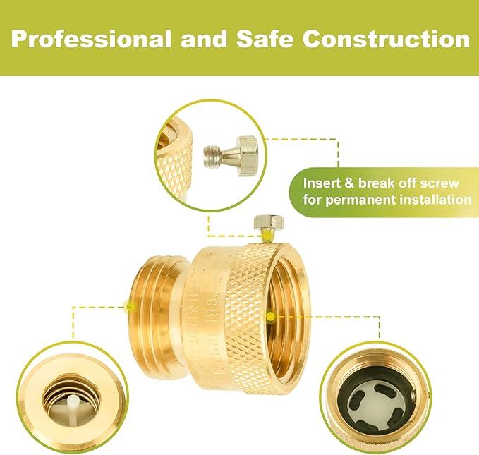 SUNGATOR Anti Siphon Valve, Hose Bib Vacuum Breakers Set, 3/4 Inch Backflow Preventer for Garden Spigot, RV, Solid Brass Anti-Backflow Valve with Sealing Tape (4-Pack)