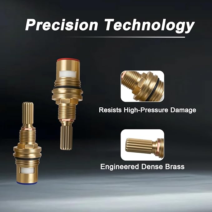 Ceramic Valve Set Compatible with Cold and Hot Widespread Cartridge Replace#: Brass 1-001 & Brass 1-002
