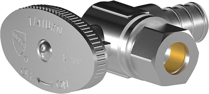 Hourleey 2 Pack Angle Stop Valve, Water Shut Off Valve 1/2" PEX x 3/8" OD Compression, Quarter Turn Chrome Plated Brass Valve