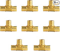 WiseWater 8 Pcs PEX Fittings 1 Inch, 1 inch Tee Brass Fittings, Barb Crimp PEX Pipe Fitting for PEX Pipe Plumbing Projects (Pack of 8)