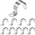 HARFINGTON 1-1/4 Inch Pipe Strap, 304 Stainless Steel Conduit Clip 10Pcs Single Hole Strap Clamp for Pipe Tube Cable Fixing (32mm, Silver)