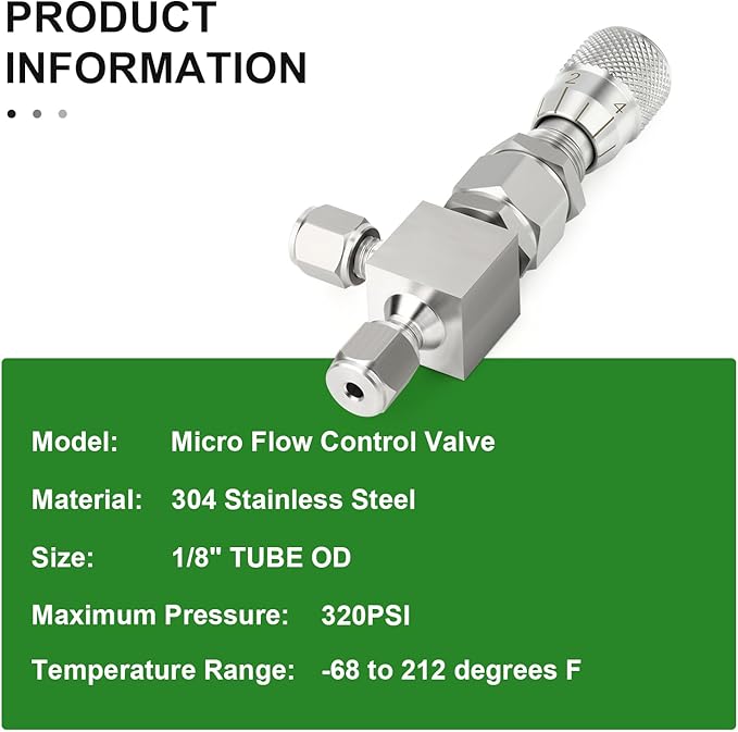 TAISHER 1PCS 304 Stainless Steel Reduce Port 3mm 90 Degree Elbow Needle Valve 1/8" OD，Accurate Dials For Micro Flow Control Instrument Gauge Water Gas Oil